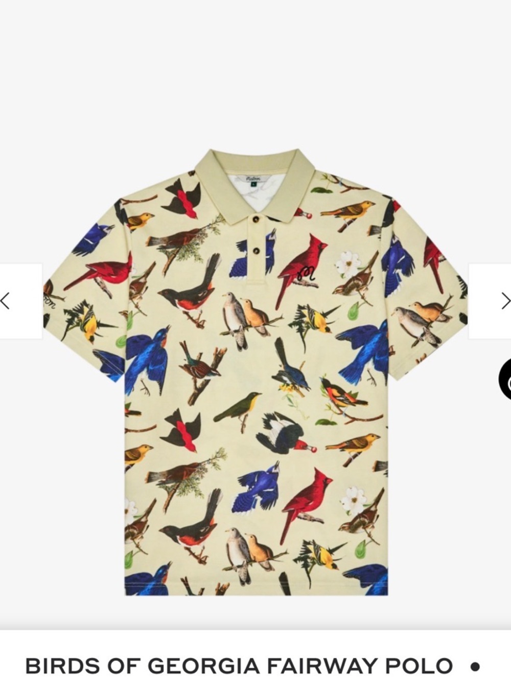 Malbon Golf - Birds of Georgia Fairway Polo - Multicolor on Cream XL